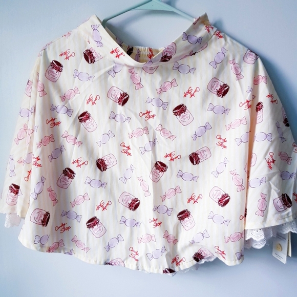 NWT Ank Rouge Japan Pastel Yellow Striped Candy Sweets Mini Skirt with Lace - Picture 1 of 5